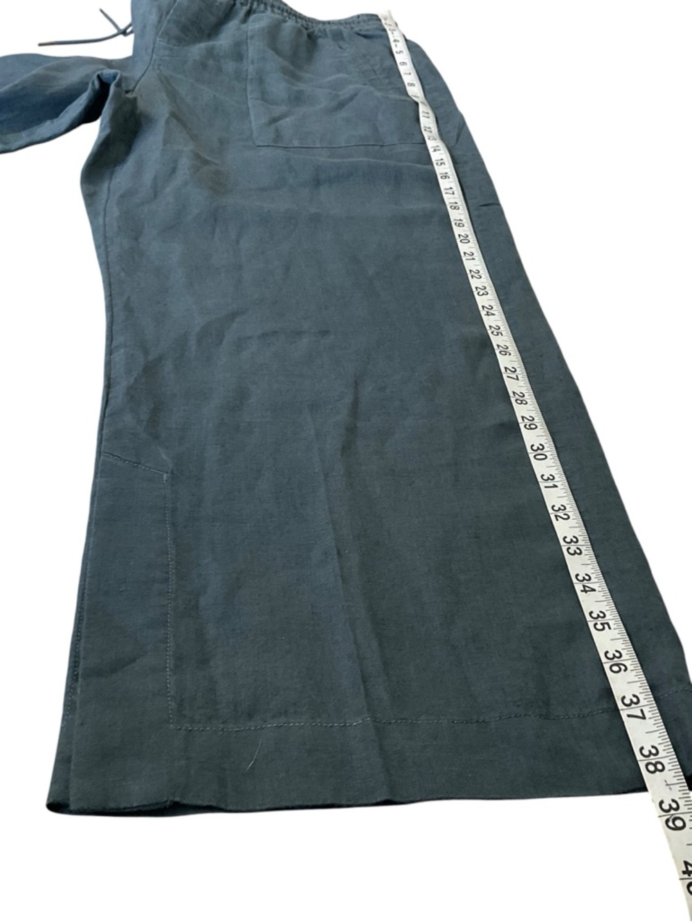 Athleta Gray Linen Wide Leg Pants Size M/P Pull-On Drawstring Casual - Picture 8 of 9